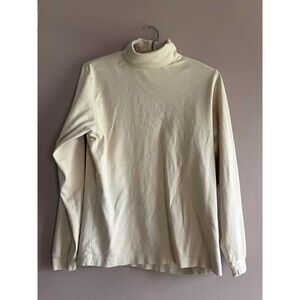 Eddie Bauer Women's 100% Cotton Tan Turtleneck Beige Medium Base Layer Lagenlook